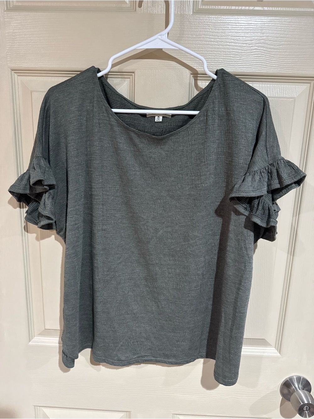 Max Studio Short Ruffle Sleeve Scoop Neck Top